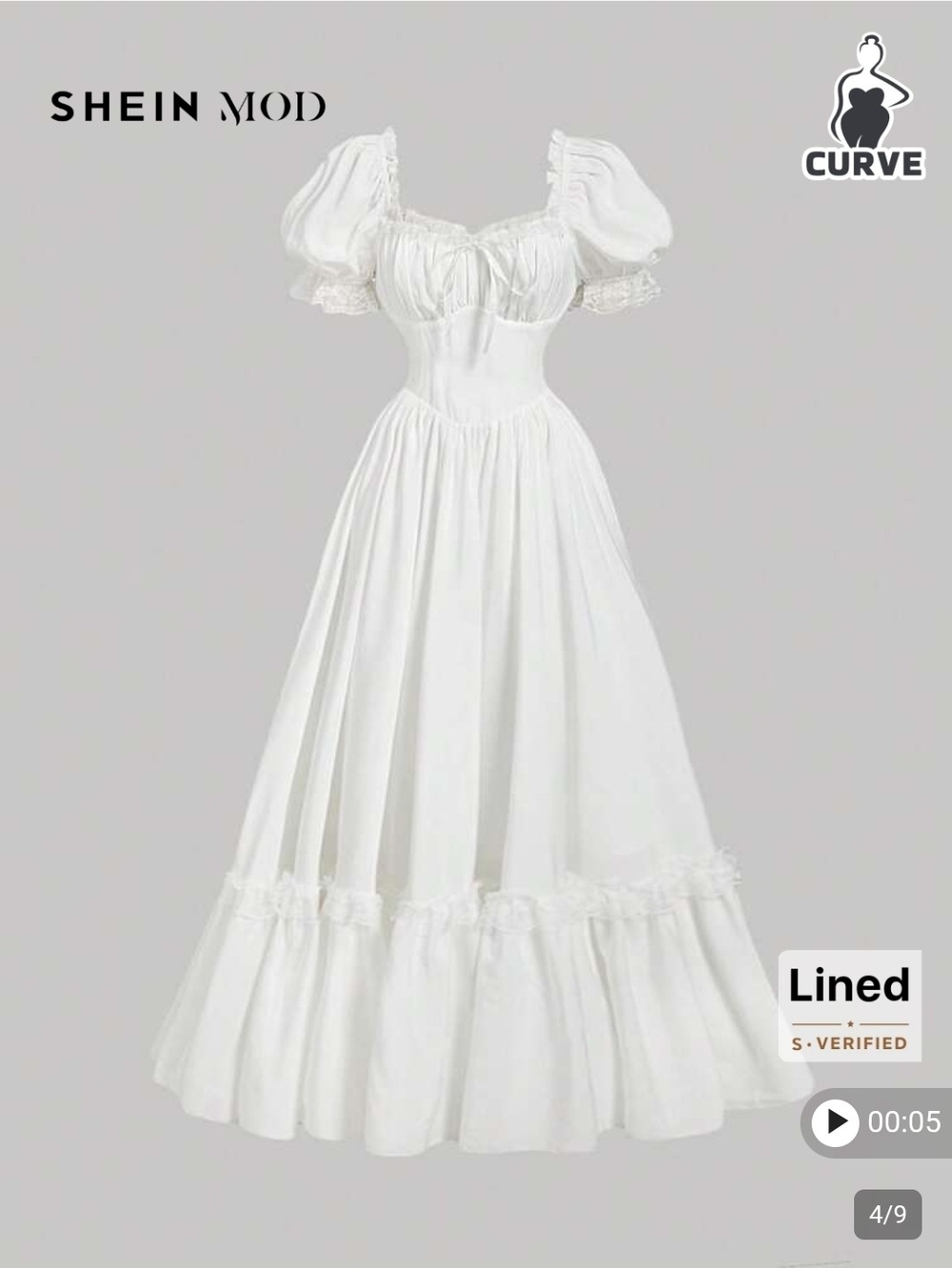 SHEIN White Puff Sleeve Corset Maxi Dress